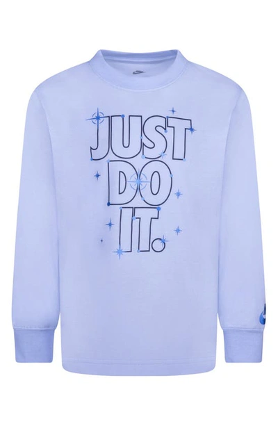 Nike Kids' Just Do It Shine Long Sleeve Graphic T-shirt In Blue Tint