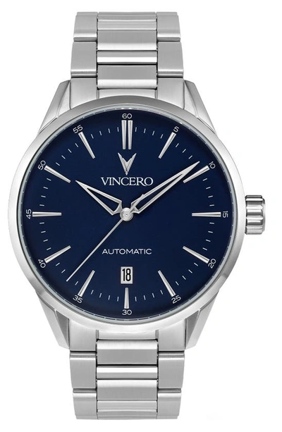 Vincero Icon Automatic Bracelet Watch, 41mm In Blue / Silver