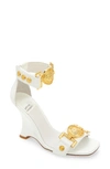Jeffrey Campbell Leonite Wedge Sandal In White Patent Gold