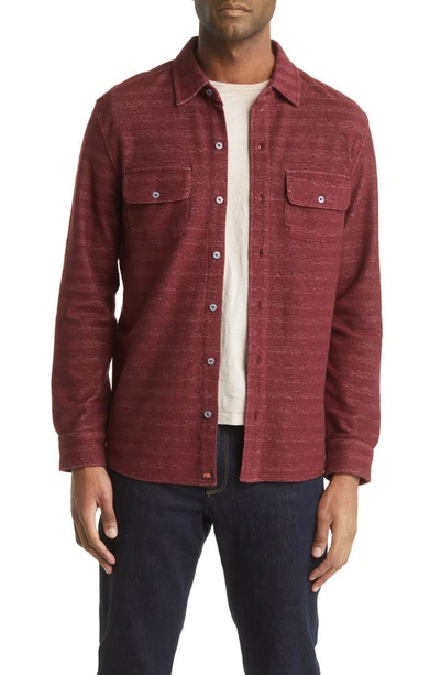 The Normal Brand Textured Knit Long Sleeve Button-up Shirt In Wine