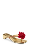 Jeffrey Campbell Primrose Flip Flop In Gold Metallic Red