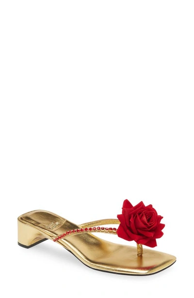 Jeffrey Campbell Primrose Flip Flop In Gold Metallic Red