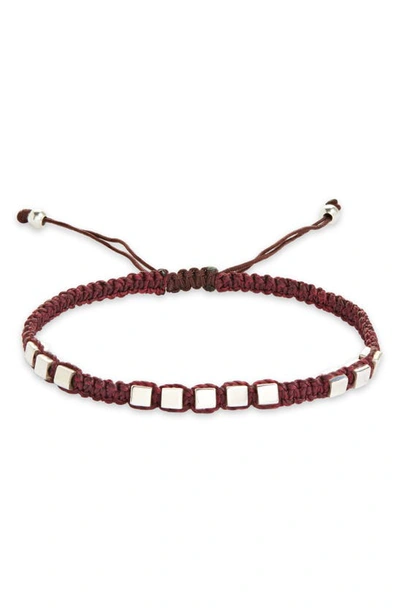 Caputo & Co Eleven Silver Macramé Bracelet In Burgundy