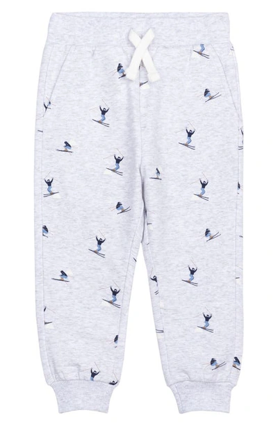 Miles The Label Babies' Skier Print Organic Cotton Joggers In Light Heather Gray