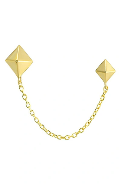 Candela Jewelry Pyramid Draped Chain Double Stud Earring In Gold