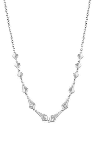 Judith Ripka Iris Diamond Station Necklace In Silver