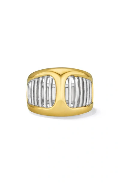 Judith Ripka Cielo Two-tone Band Ring In Silver/ Gold