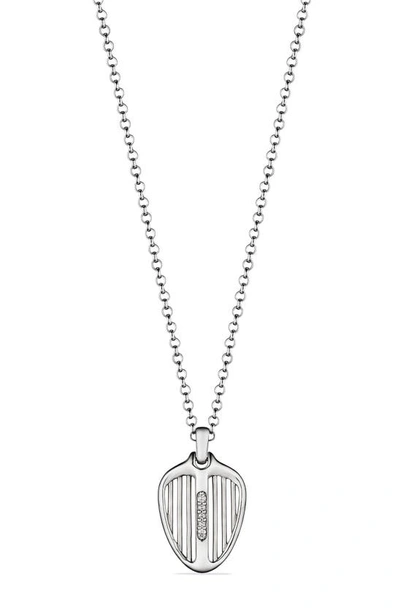 Judith Ripka Cielo Diamond Shield Pendant Necklace In Silver