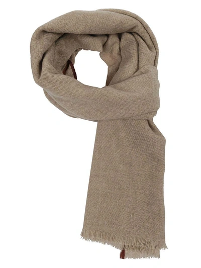 Eleventy Stripe Hem Scarf In Beige