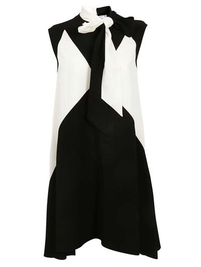 Givenchy Sleeveless Scarf Dress In Nero/bianco