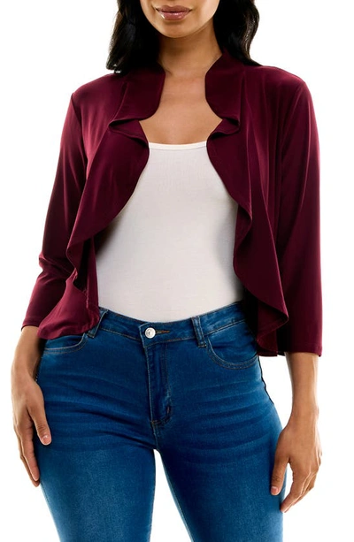 Nina Leonard Ruffle Bolero In Deep Wine