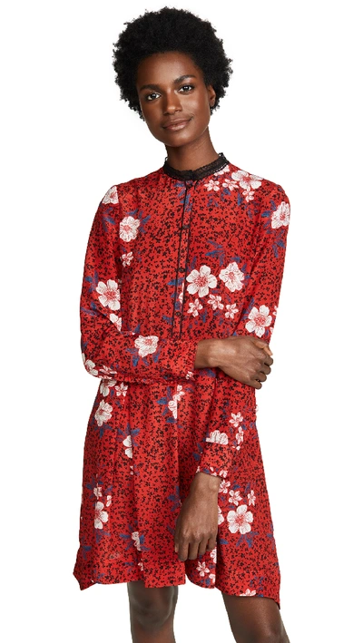 Zadig & Voltaire Printed Silk Dress In Rouge