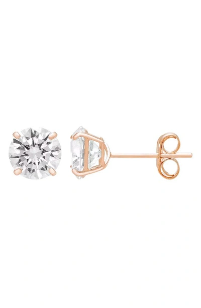 A & M 14k Gold Cubic Zirconia 6mm Stud Earrings In Rose Gold