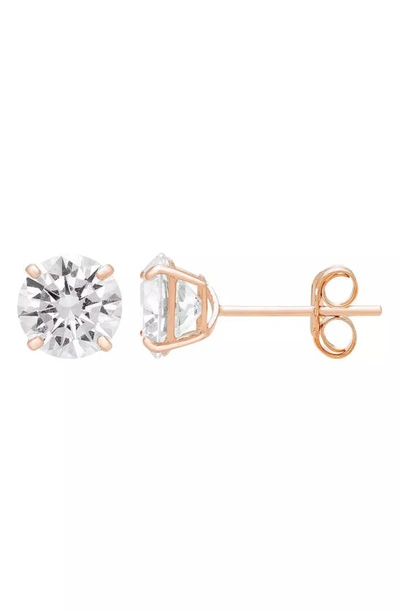 A & M 14k Gold Cubic Zirconia 8mm Stud Earrings In Rose Gold