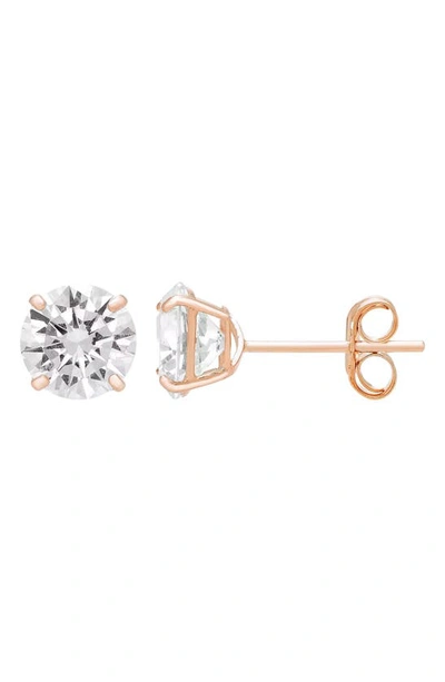 A & M 14k Gold Cubic Zirconia 7mm Stud Earrings In Rose