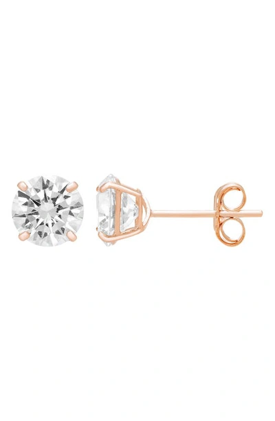 A & M 14k Gold Cubic Zirconia 4mm Stud Earrings In Rose Gold