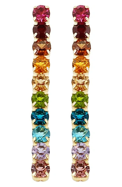 Panacea Rainbow Crystal Fringe Drop Earrings In Rainbow Multi
