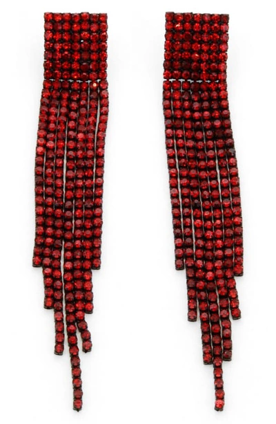 Panacea Crystal Fringe Drop Earrings In Red