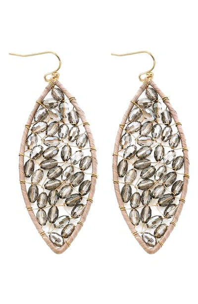 Panacea Crystal Beaded Marquise Drop Earrings In Grey