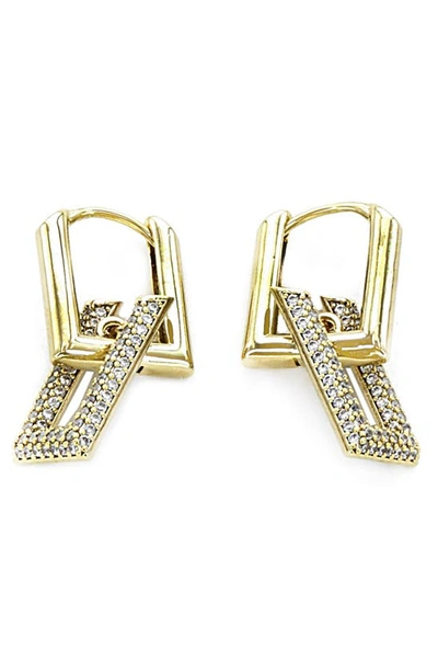 Panacea Pavé Crystal Link Drop Square Huggie Hoop Earrings In Gold