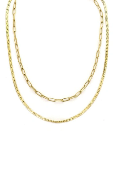 Panacea Double Chain Layered Necklace In Gold
