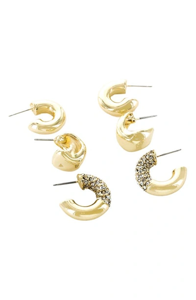 Panacea Set Of 3 Hoop Earrings In Gold