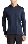 Z By Zella Gridline Baselayer Long Sleeve Hooded T-shirt In Navy Eclipse