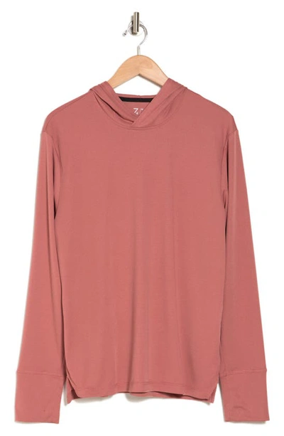 Z By Zella Gridline Baselayer Long Sleeve Hooded T-shirt In Pink Taffy