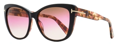 Tom Ford Women's Cat Eye Sunglasses Tf937 Nora 05f Black/rose Havana 57mm In Multi