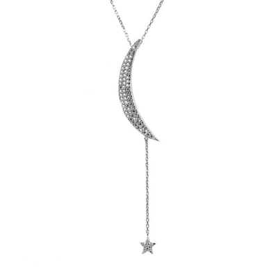 Latelita London Large Moon And Star Necklace Sterling Silver