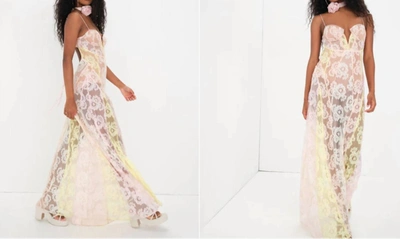 For Love & Lemons Blossom Maxi Dress In Pink, Yellow, Peach Floral In Multi
