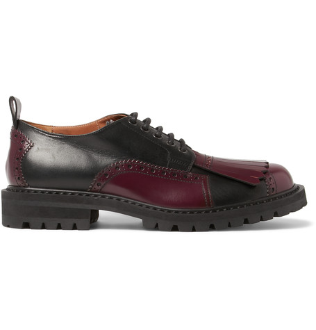 Dries Van Noten Show Fringe Leather Derby Shoes In Black/comb | ModeSens