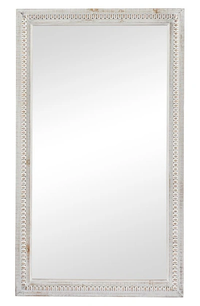 Vivian Lune Home Carved Bead Wooden Wall Mirror In White