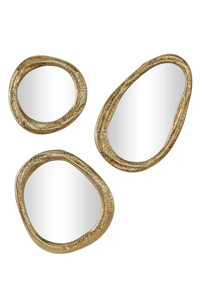 Vivian Lune Home Abstract 3-piece Wall Mirror Set In Gold