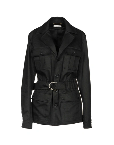 Saint Laurent Full-length Jacket In Black