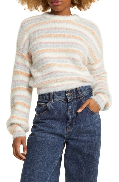 Bp. Cozy Crewneck Jumper In Ivory Multi Dreamy Stripe