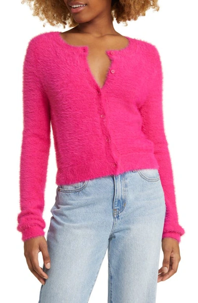 Bp. Cozy Eyelash Cardigan In Pink Beetroot