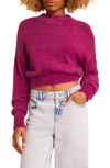 Bp. Cozy Mock Neck Crop Sweater In Purple Magenta