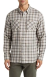 Travismathew Cloud Plaid Flannel Button-up Shirt In Moonbeam/ Quiet Shade