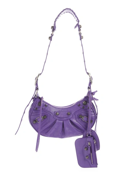 Balenciaga Extra Small Le Cagole Lambskin Shoulder Bag In Purple