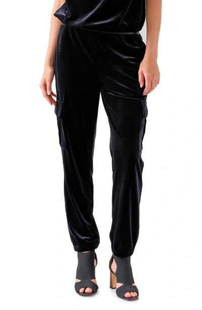 Sanctuary The Fixer Velvet Cargo Joggers In Black