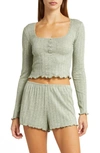 Bp. Pointelle Rib Short Pajamas In Sage