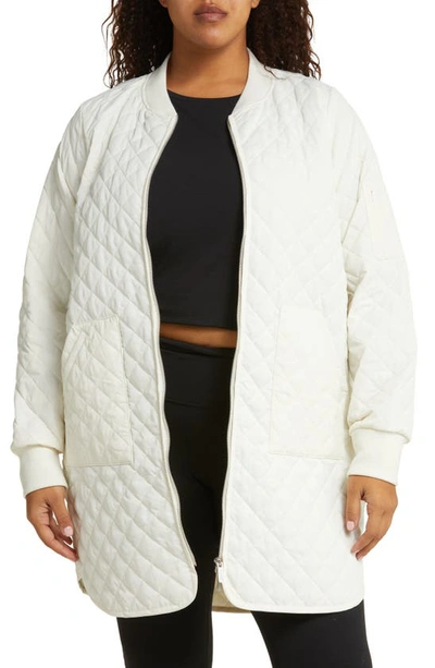 Zella Recycled Polyester Quilted Jacket In Ivory Egret