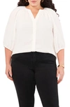 Vince Camuto Balloon Sleeve Button-up Top In New Ivory