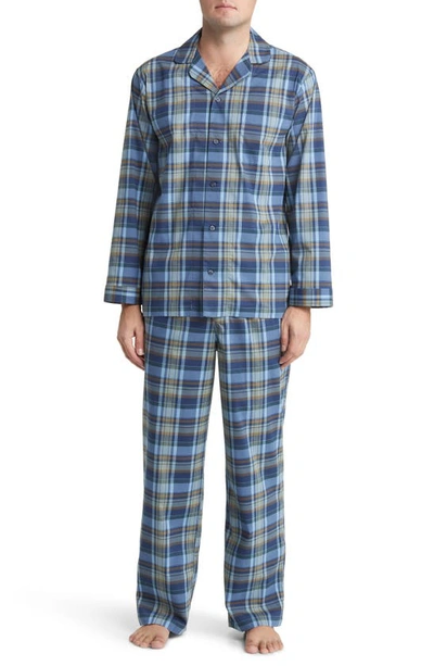 Nordstrom Plaid Poplin Pajamas In Blue Oasis Christine Plaid