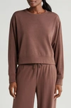 Zella Amazing Lite Cali Crew Sweatshirt In Brown Fawn