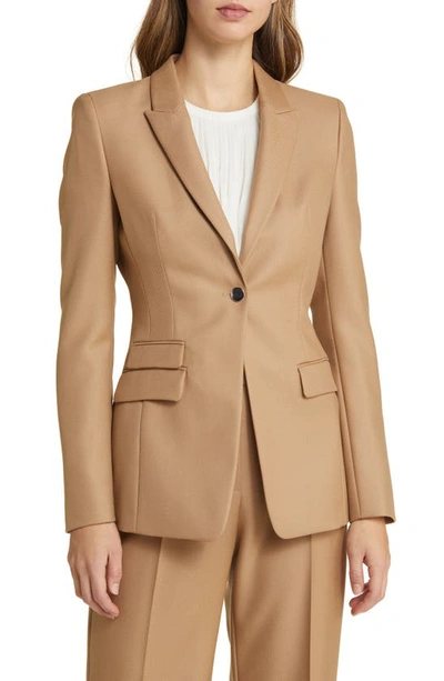 Hugo Boss Juicylara Virgin Wool Blazer In Brown