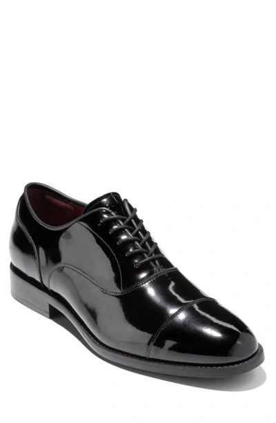 Cole Haan Broadway Cap Toe Oxford In Black Patent/ Black