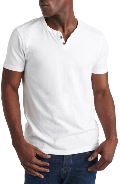 Lucky Brand Button Notch Neck T-shirt In Bright White