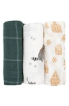 Little Unicorn 3-pack Muslin Swaddle Blanket In Snow Day